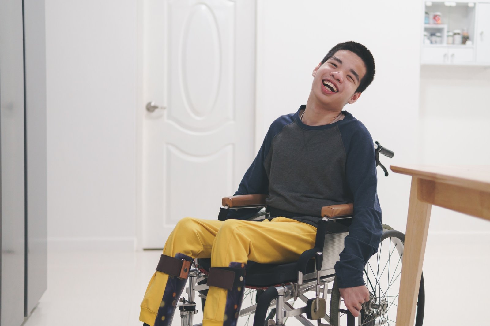 Daily lifestyle of a happy disabled teenager